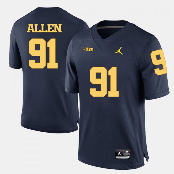 Michigan Wolverines #91 For Men Kenny Allen Jersey Navy Blue College Football Alumni